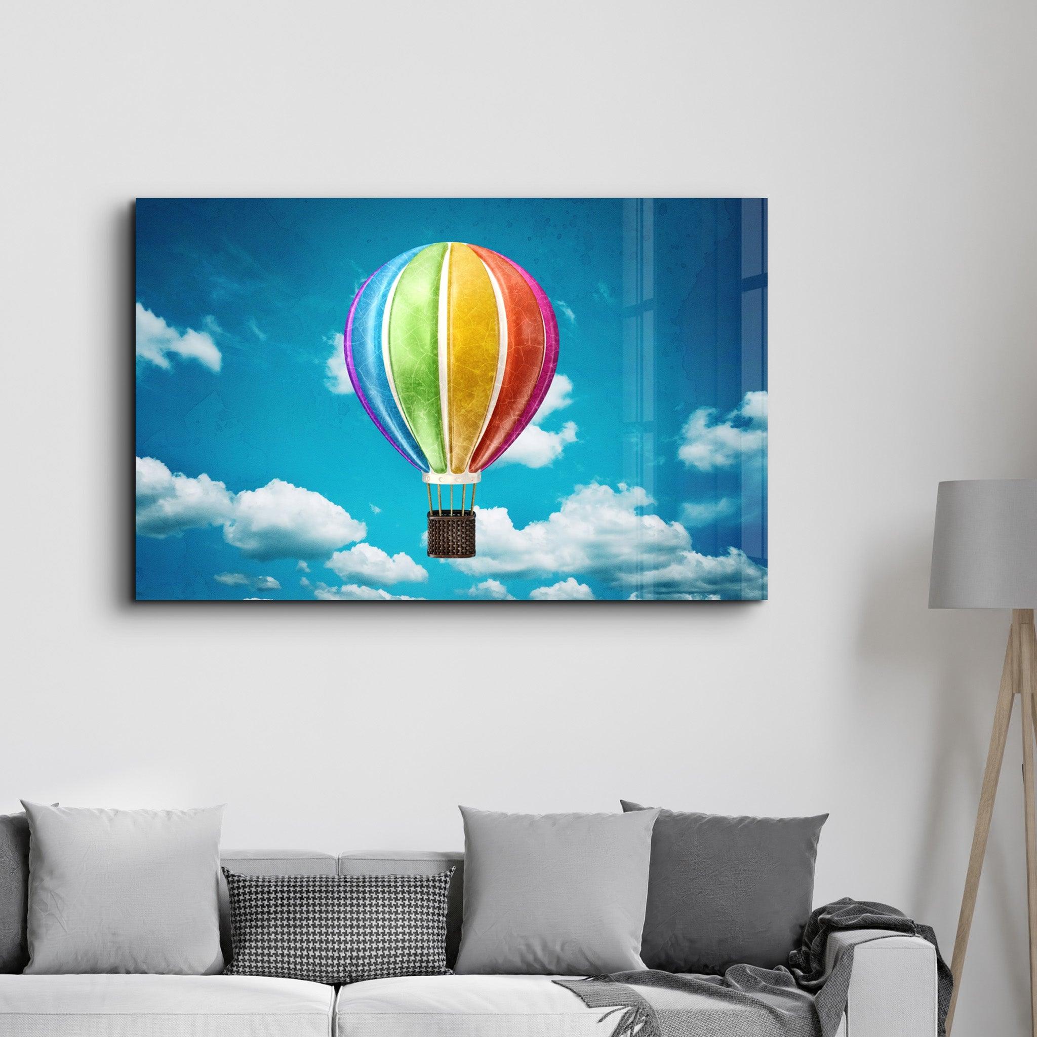 Rainbow Air Balloon | Glass Wall Art - ArtDesigna Glass Printing Wall Art