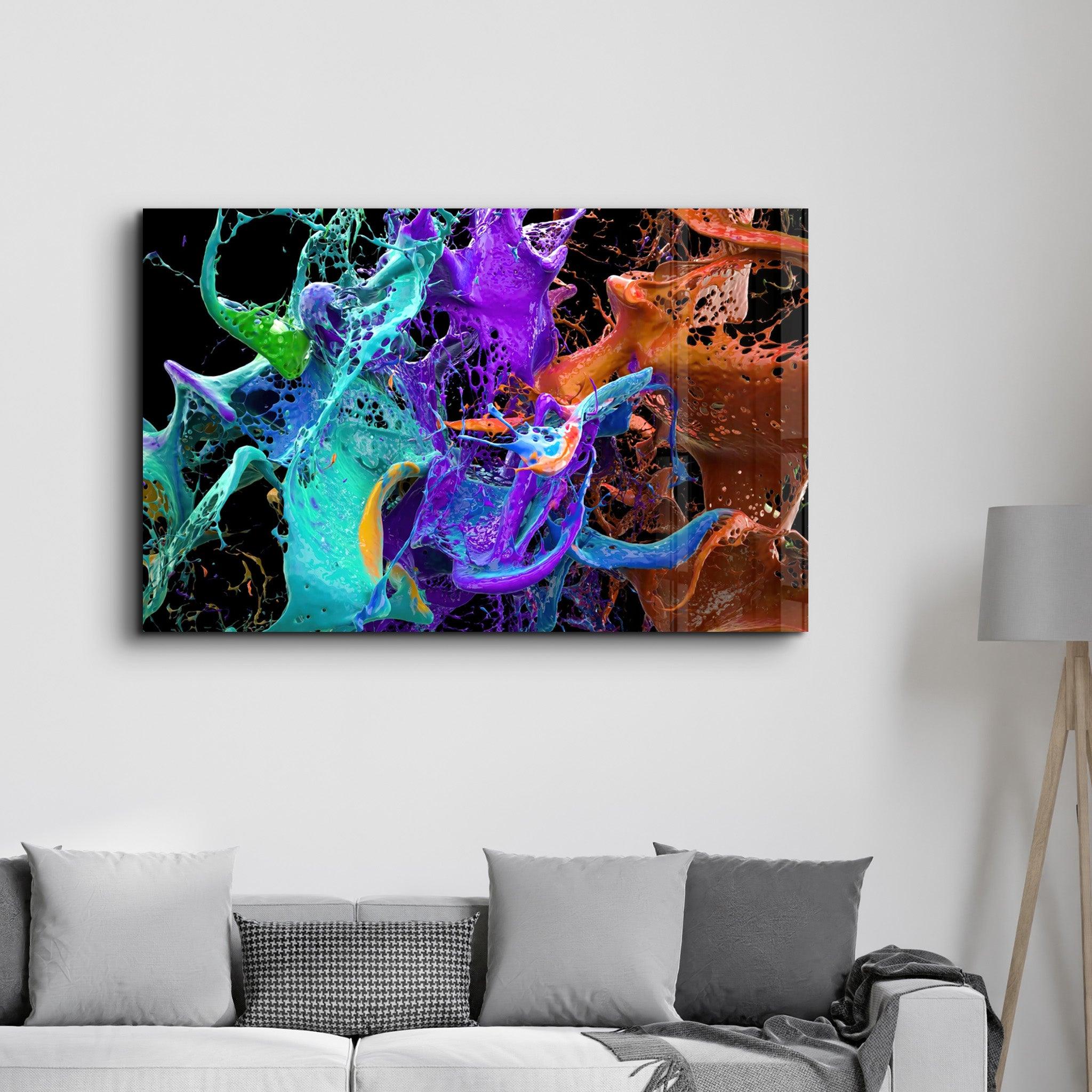 Dance Of Paints | Glass Wall Art - Artdesigna