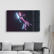 Astronaut Neon | Glass Wall Art - ArtDesigna Glass Printing Wall Art