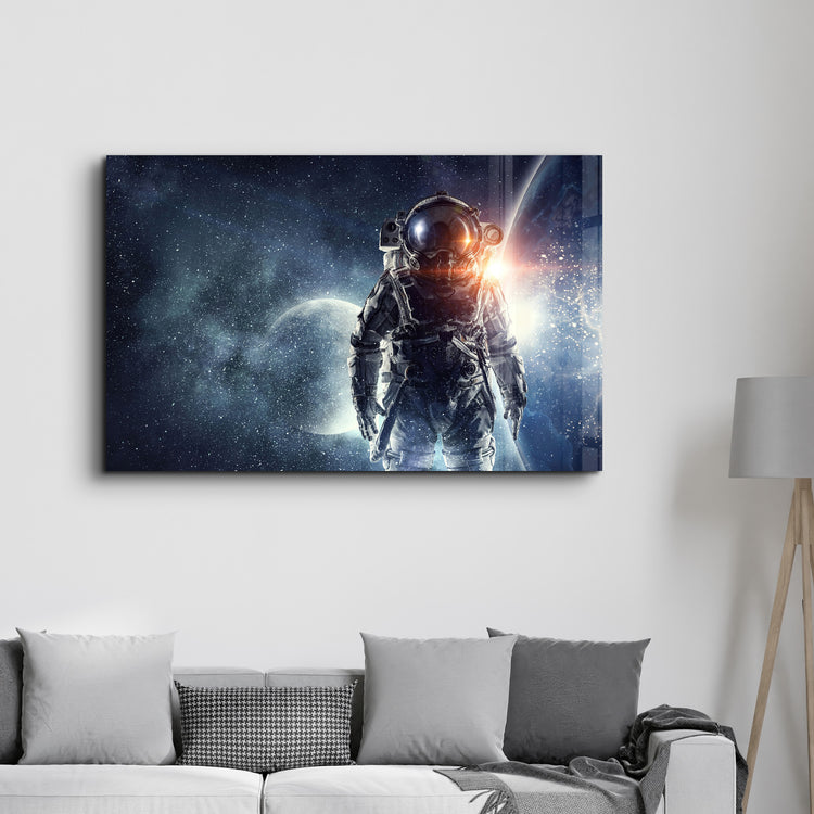 ・"The Cool Astronaut In Space"・Glass Wall Art - ArtDesigna Glass Printing Wall Art