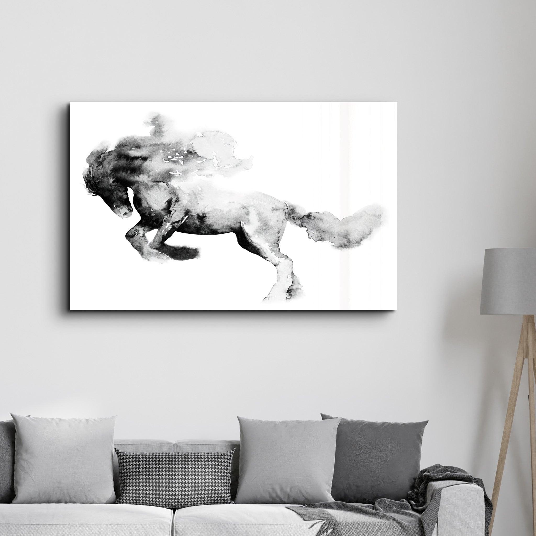 Running Horse Silhouette | Glass Wall Art - ArtDesigna Glass Printing Wall Art