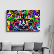 Colorful Cat | Glass Wall Art - ArtDesigna Glass Printing Wall Art
