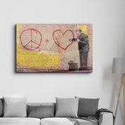 Banksy - Love and Peace | Glass Wall Art - ArtDesigna Glass Printing Wall Art
