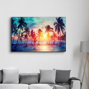 Eternal Paradise Sunset Dreams | Glass Wall Art - Artdesigna