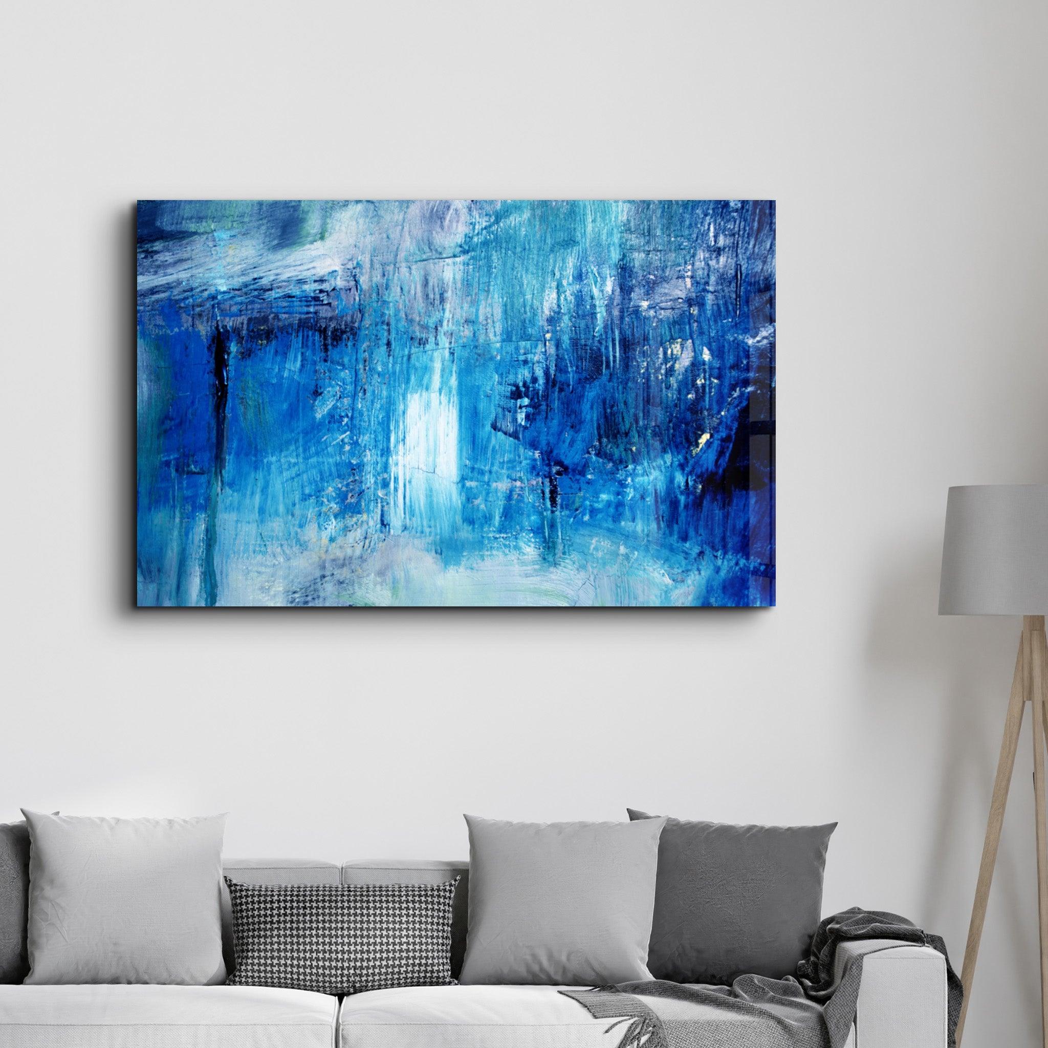 Blue Fall | Glass Wall Art - Artdesigna