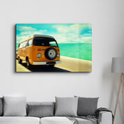 VW Minibus | Glass Wall Art - Artdesigna