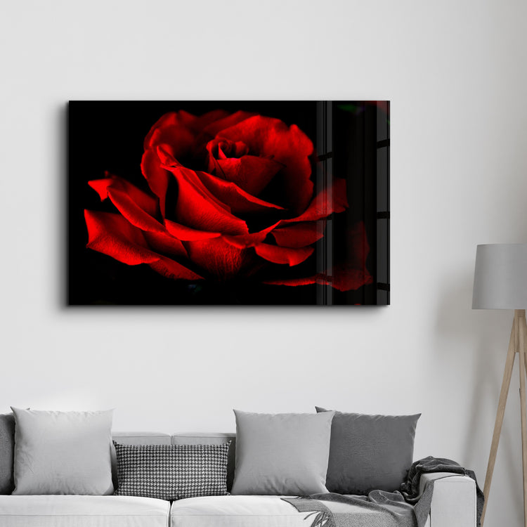 ・"Red Rose"・Glass Wall Art - ArtDesigna Glass Printing Wall Art