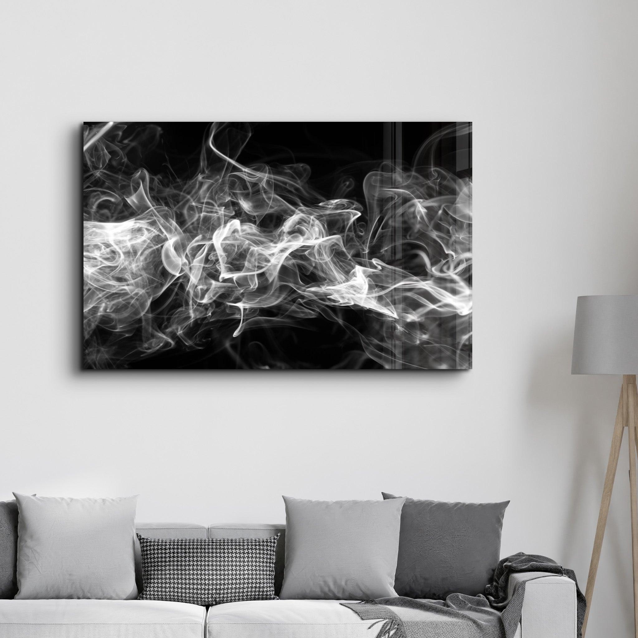 White Smoke | Glass Wall Art - Artdesigna