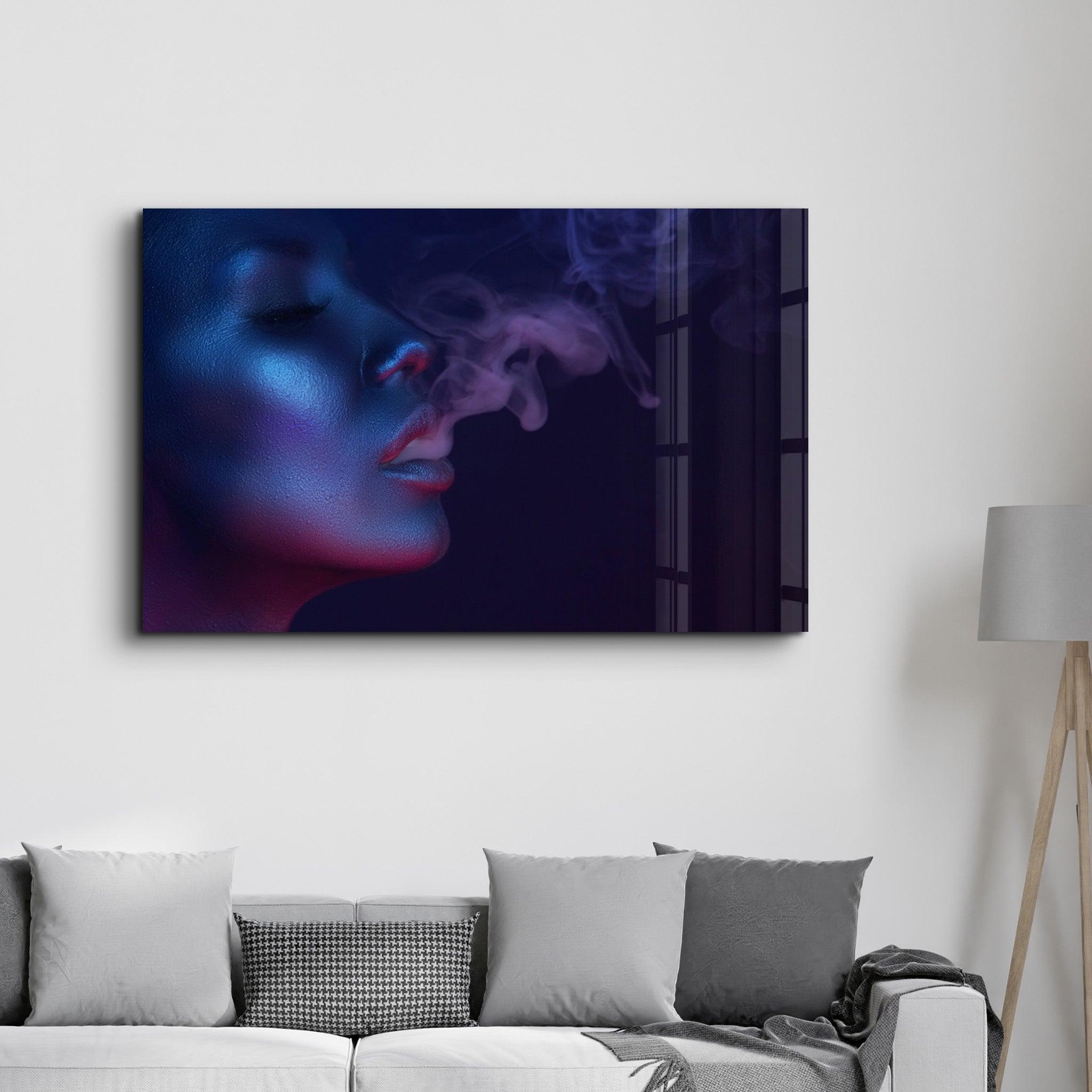 Smoke and Woman | Glass Wall Art - ArtDesigna Glass Printing Wall Art
