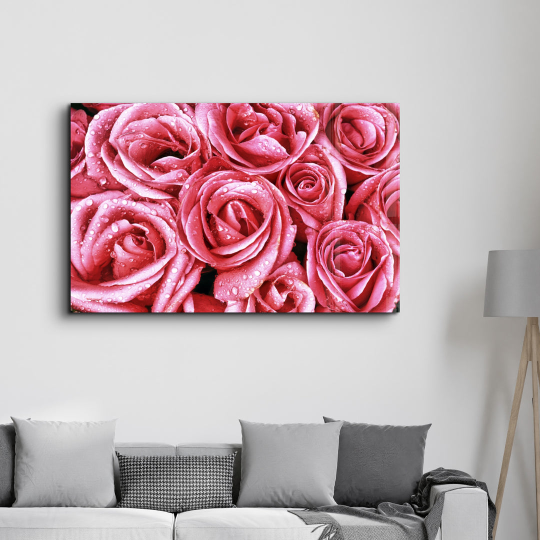 ・"Pink Rose"・Glass Wall Art - ArtDesigna Glass Printing Wall Art