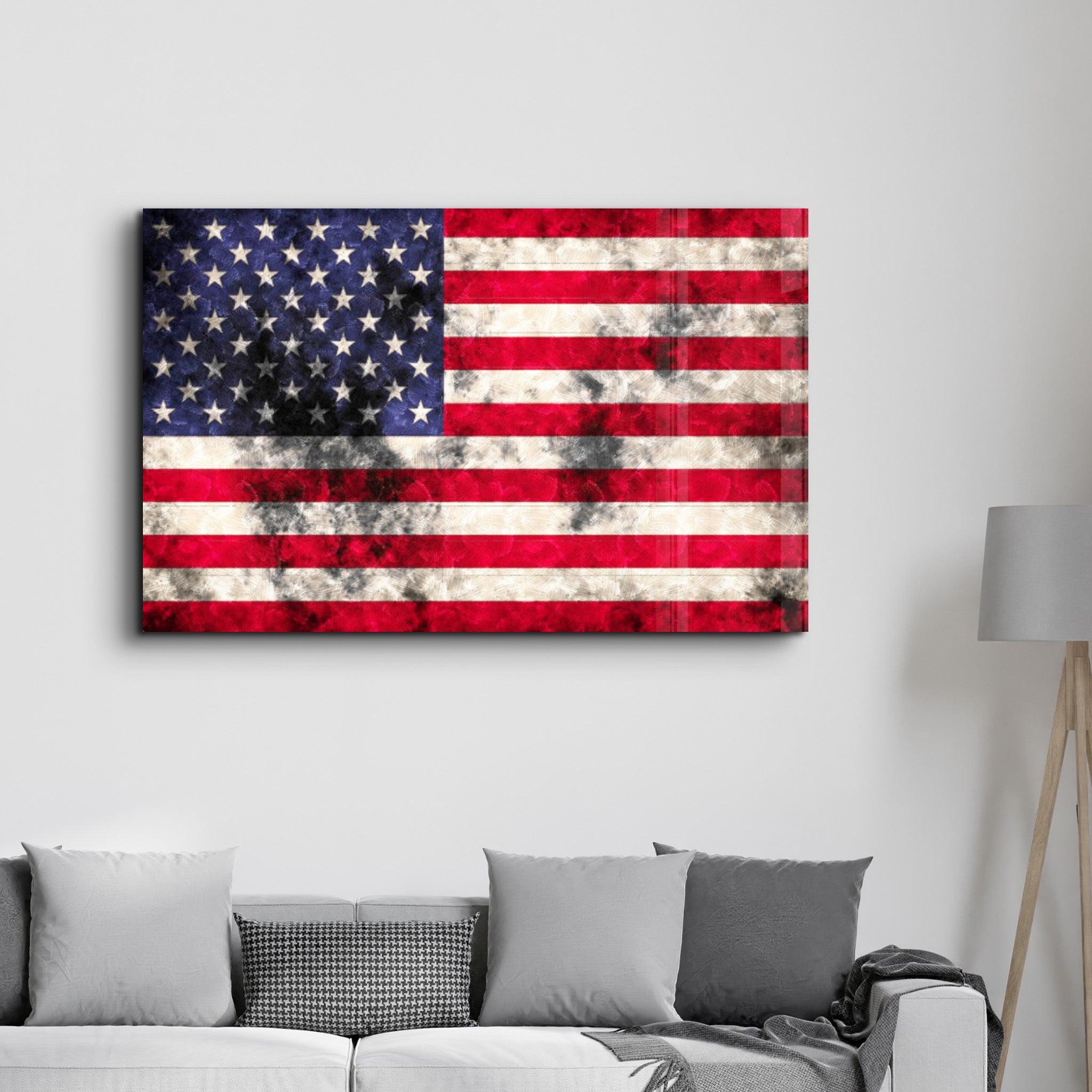 Flag of the U.S. | Glass Wall Art - Artdesigna