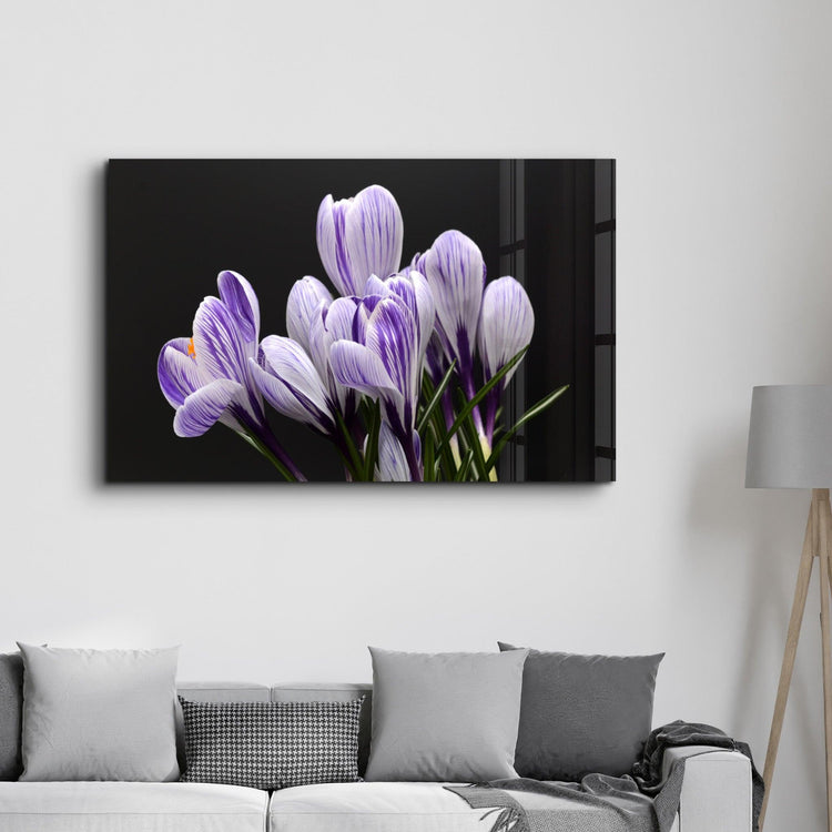 ・"Purple Flowers"・Glass Wall Art - ArtDesigna Glass Printing Wall Art
