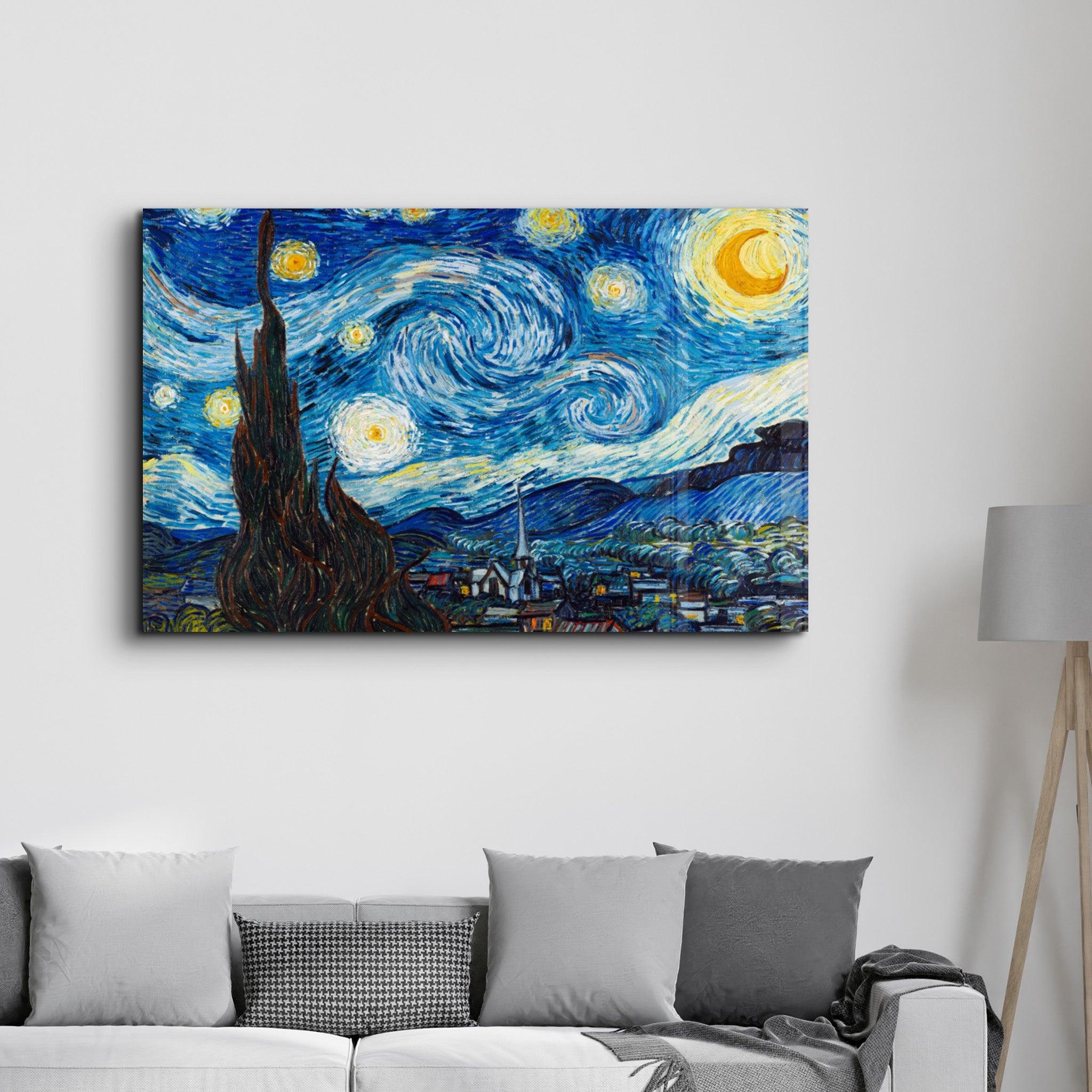 Van Gogh The Starry Night | Glass Wall Art - Artdesigna