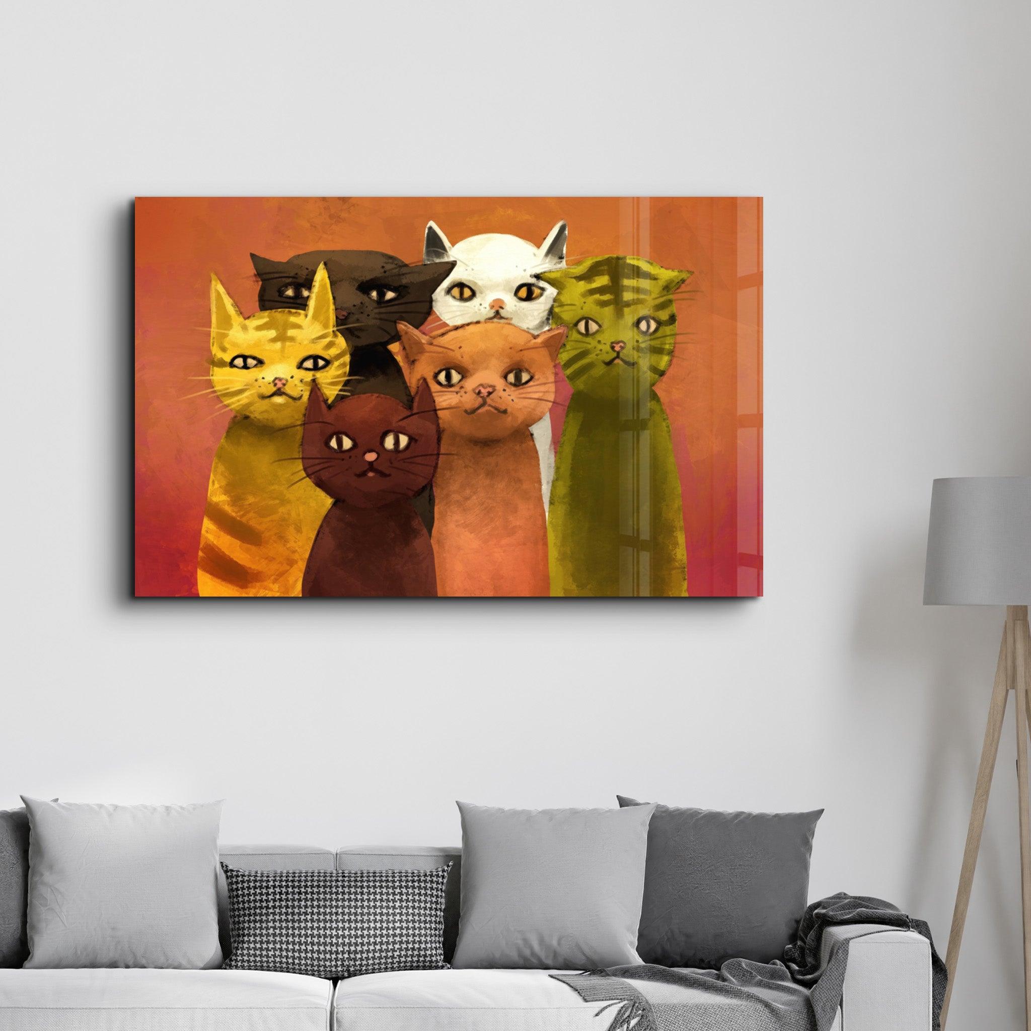 The Cat Family | Glass Wall Art - ArtDesigna Glass Printing Wall Art