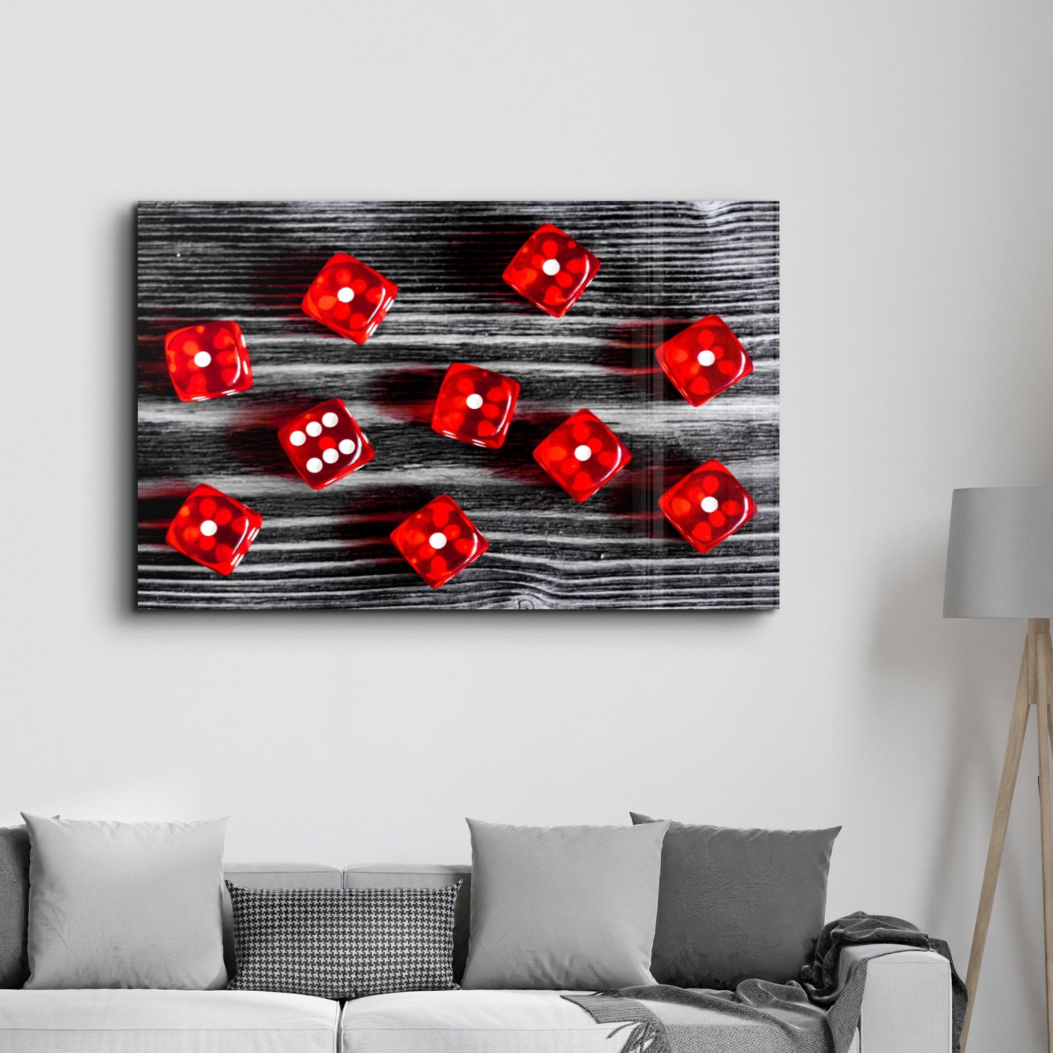 Red Dice | Glass Wall Art - ArtDesigna Glass Printing Wall Art