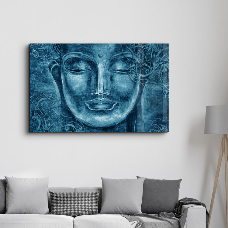 ・"Buddha Blue"・Glass Wall Art - ArtDesigna Glass Printing Wall Art