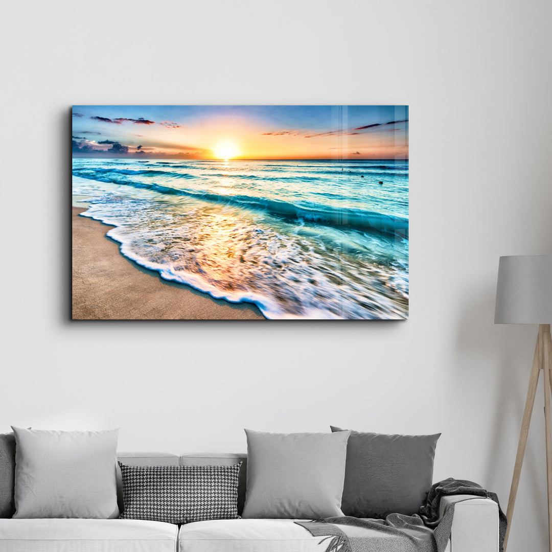・"Ocean and Sunset"・Glass Wall Art - ArtDesigna Glass Printing Wall Art