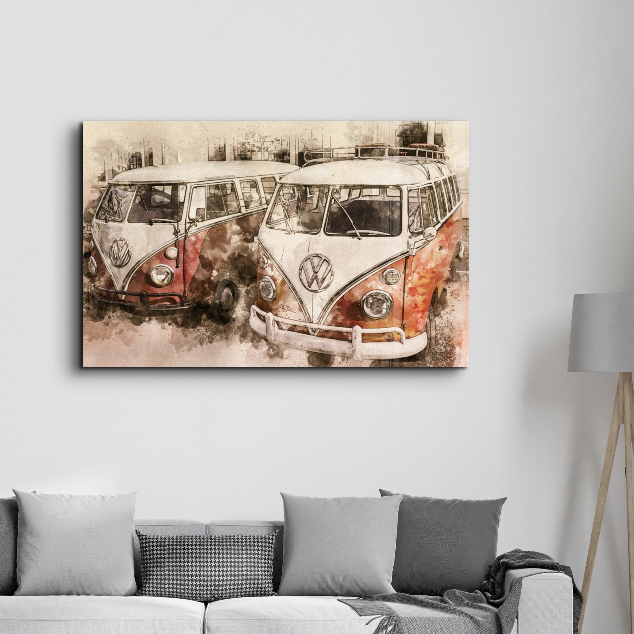 The Classic Red Minibus | Glass Wall Art - ArtDesigna Glass Printing Wall Art