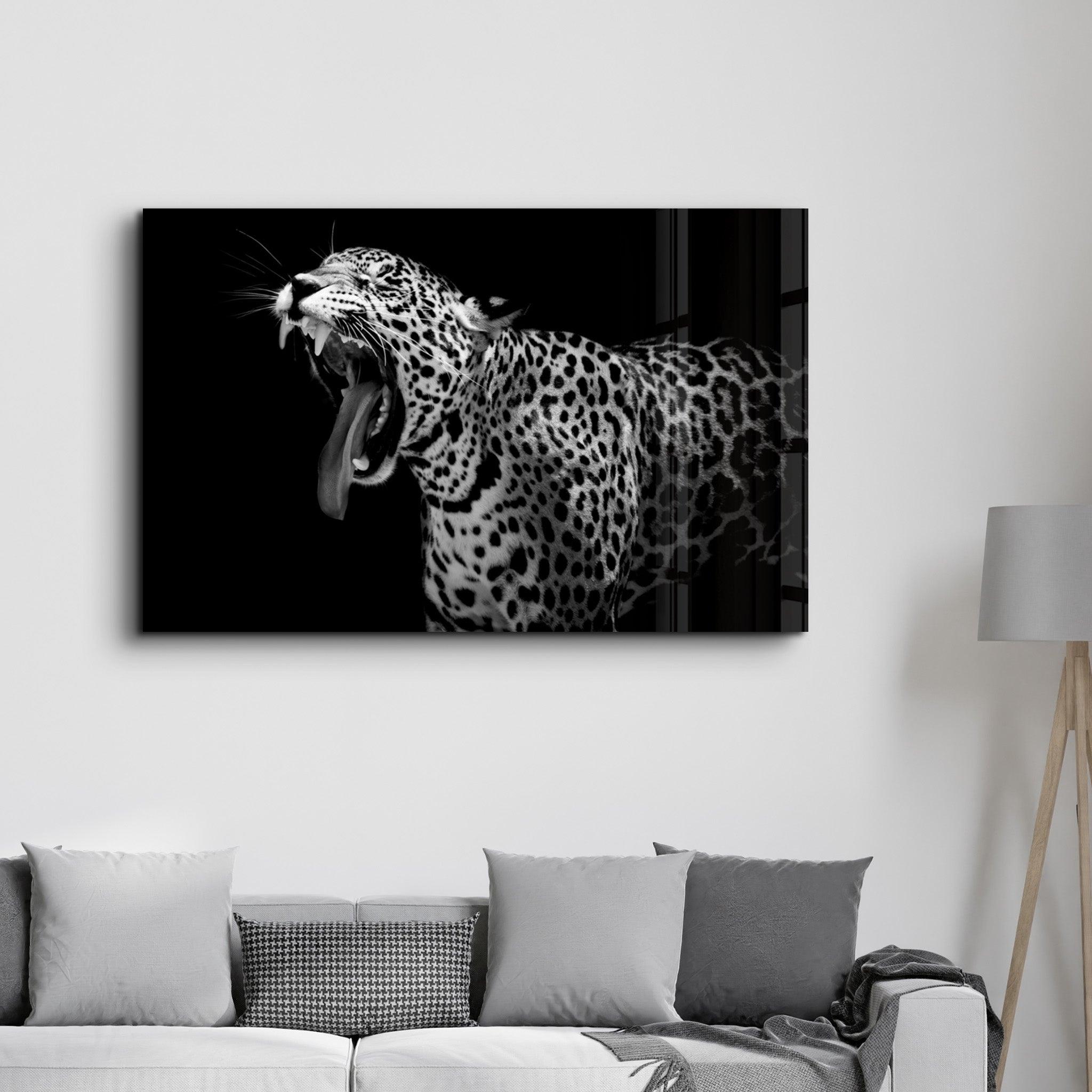 Leopard Yawn | Glass Wall Art - ArtDesigna Glass Printing Wall Art