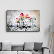 Pink Rose & Love | Glass Wall Art - ArtDesigna Glass Printing Wall Art