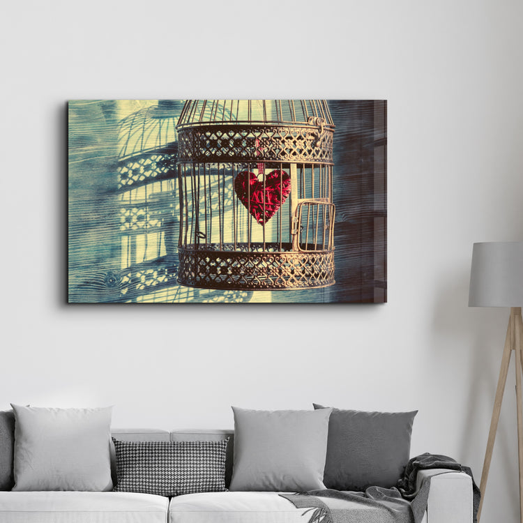 ・"The Heart in the Cage"・Glass Wall Art - ArtDesigna Glass Printing Wall Art