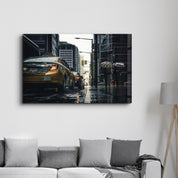 Rainy City | Glass Wall Art - Artdesigna