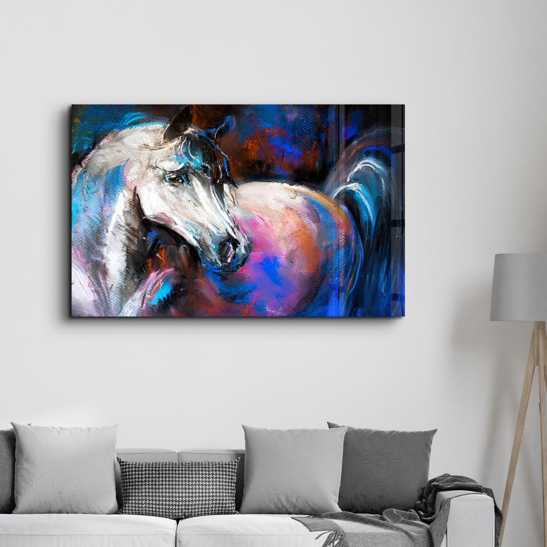 ・"Abstract Horse"・Glass Wall Art - ArtDesigna Glass Printing Wall Art