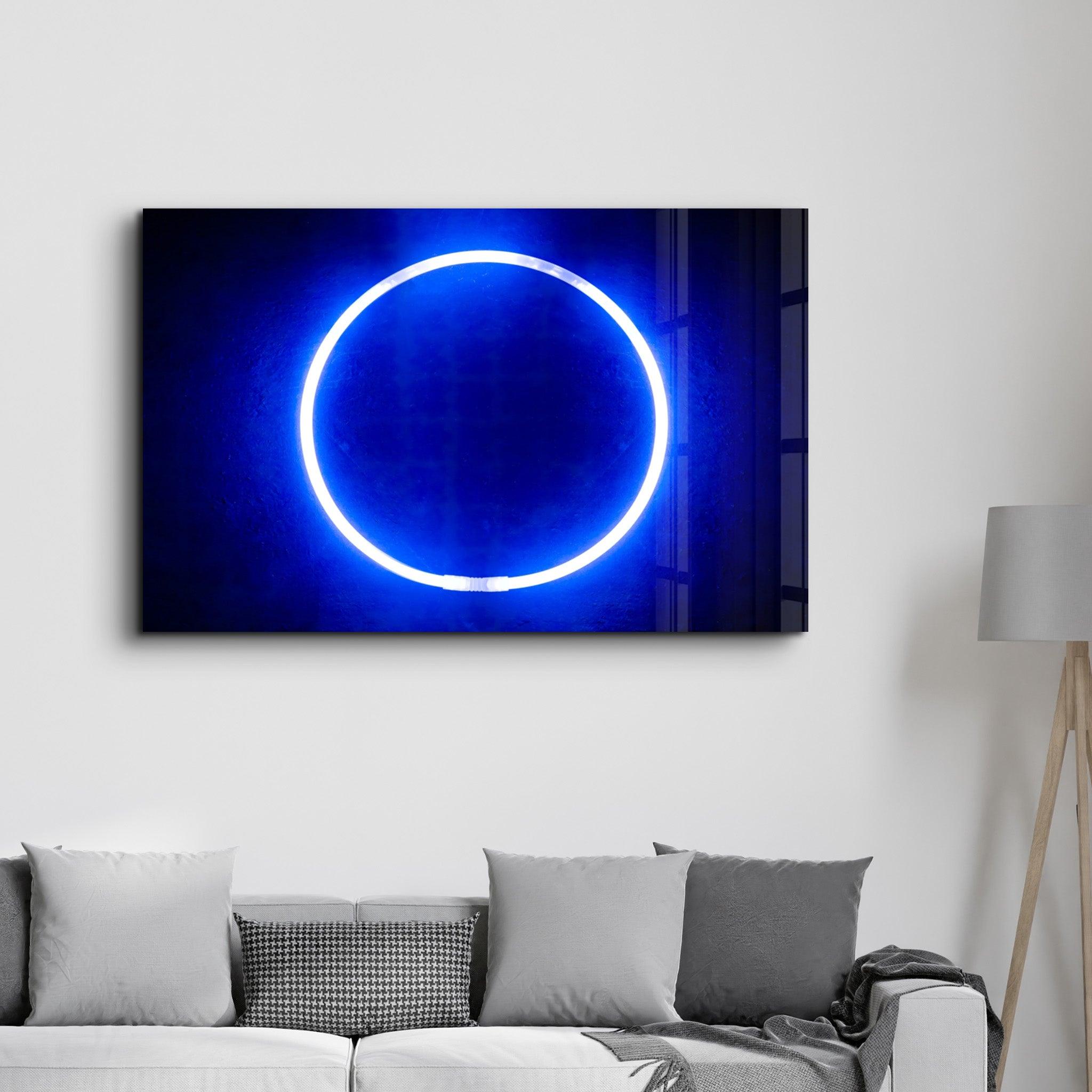 Blue Circle Light | Glass Wall Art - ArtDesigna Glass Printing Wall Art