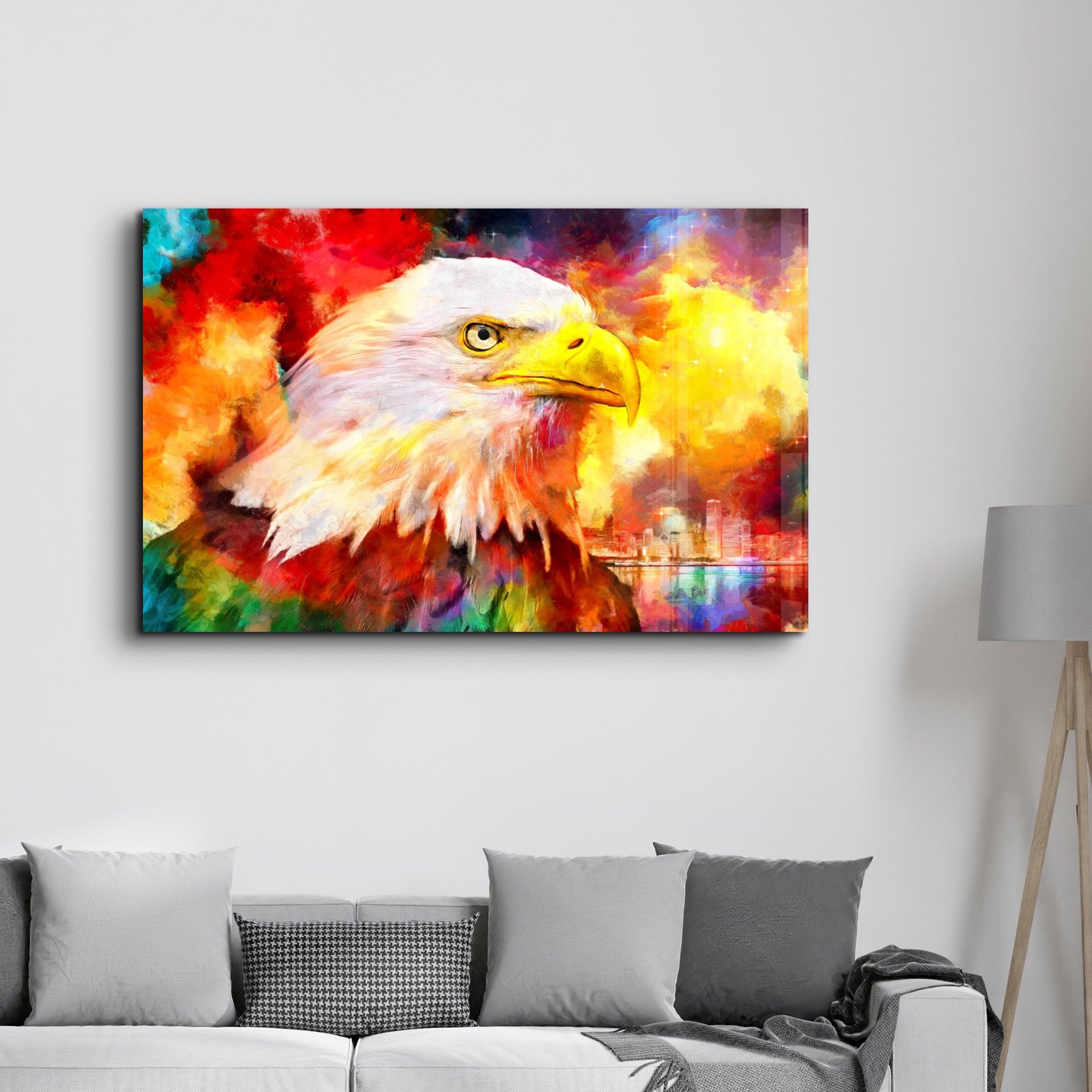Abstract Colorful Eagle | Glass Wall Art - ArtDesigna Glass Printing Wall Art