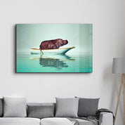 Hippo on the Boat 1 | Glass Wall Art - ArtDesigna Glass Printing Wall Art
