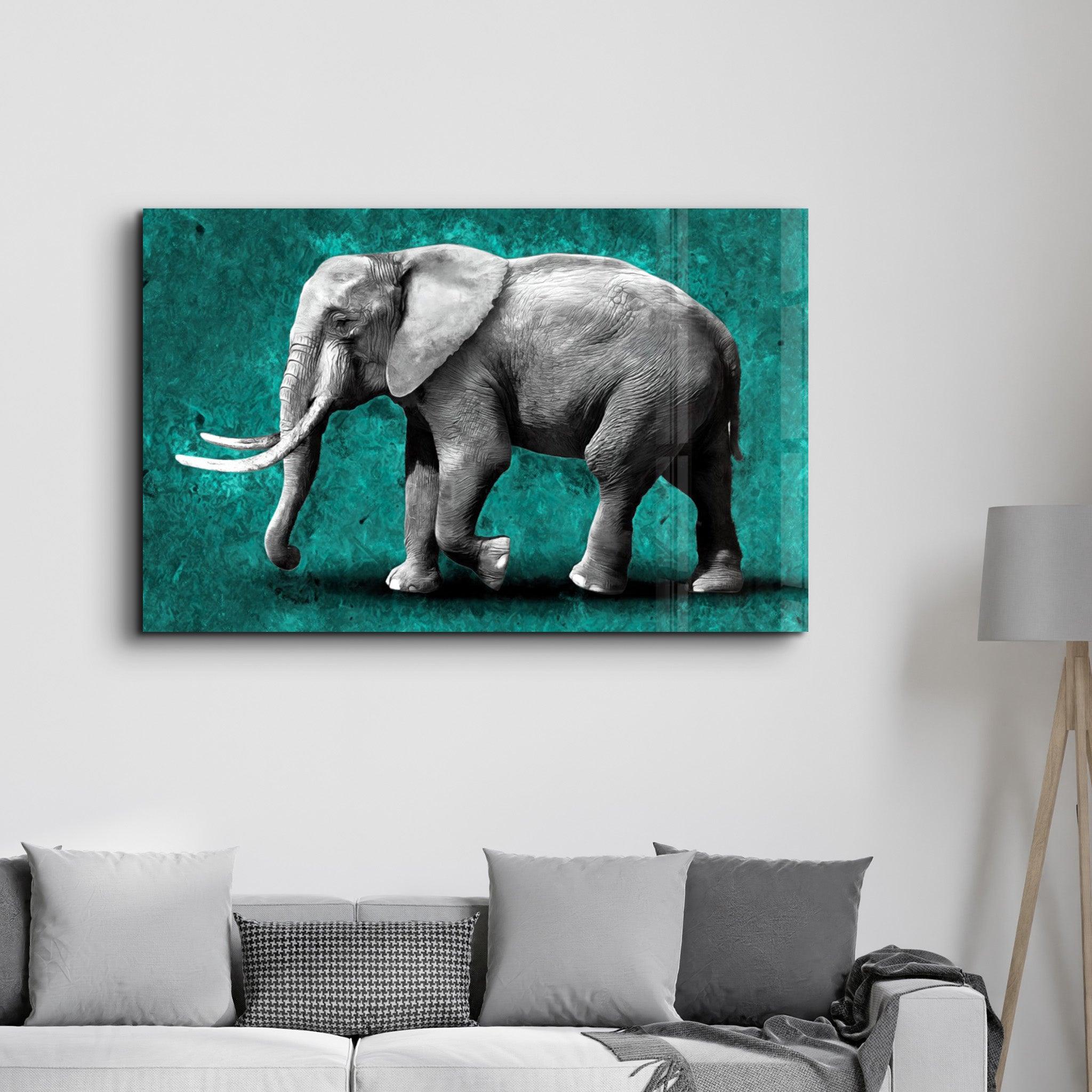 Elephant Green | Glass Wall Art - ArtDesigna Glass Printing Wall Art