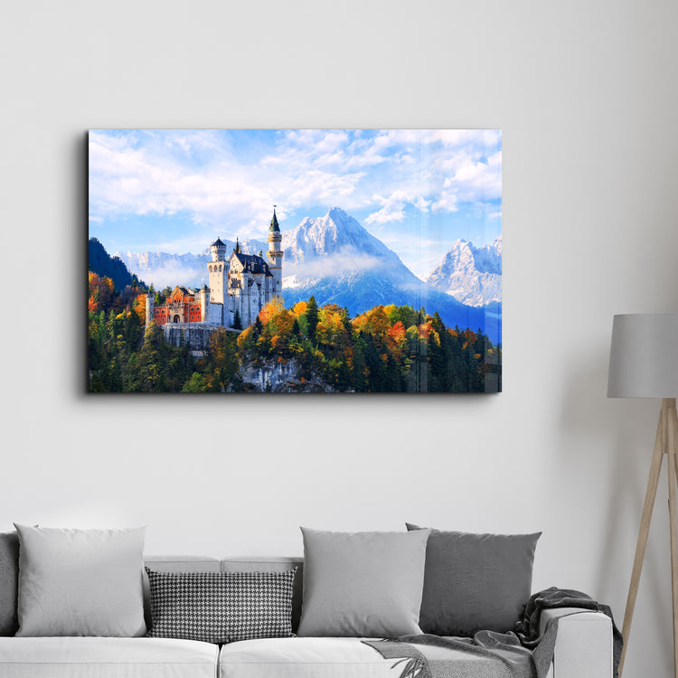 ・"Beautiful view of Neuschwanstein castle in the Bavarian Alps, Germany"・Glass Wall Art - ArtDesigna Glass Printing Wall Art