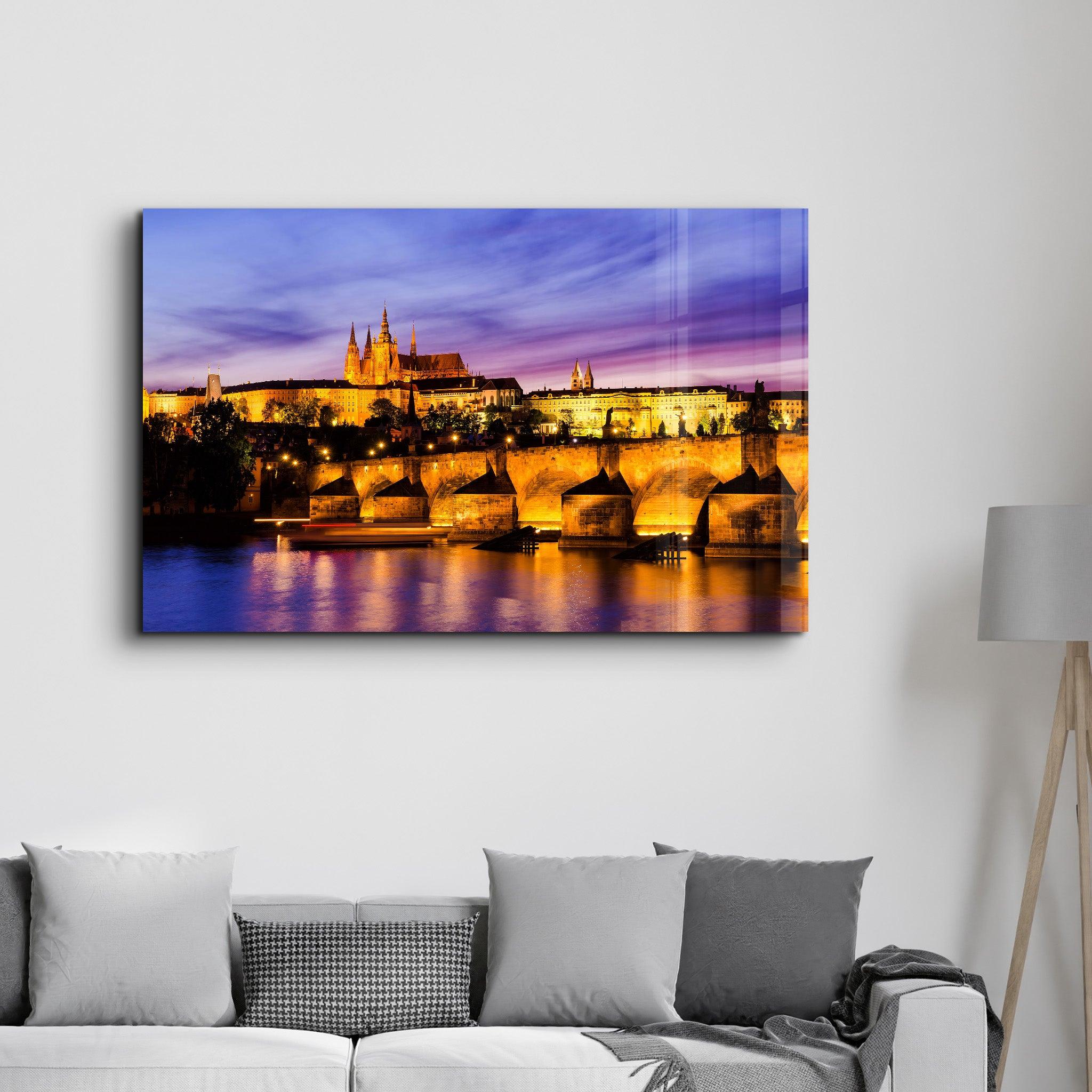 Beautiful Prague Castle during twilight | Glass Wall Art - ArtDesigna Glass Printing Wall Art
