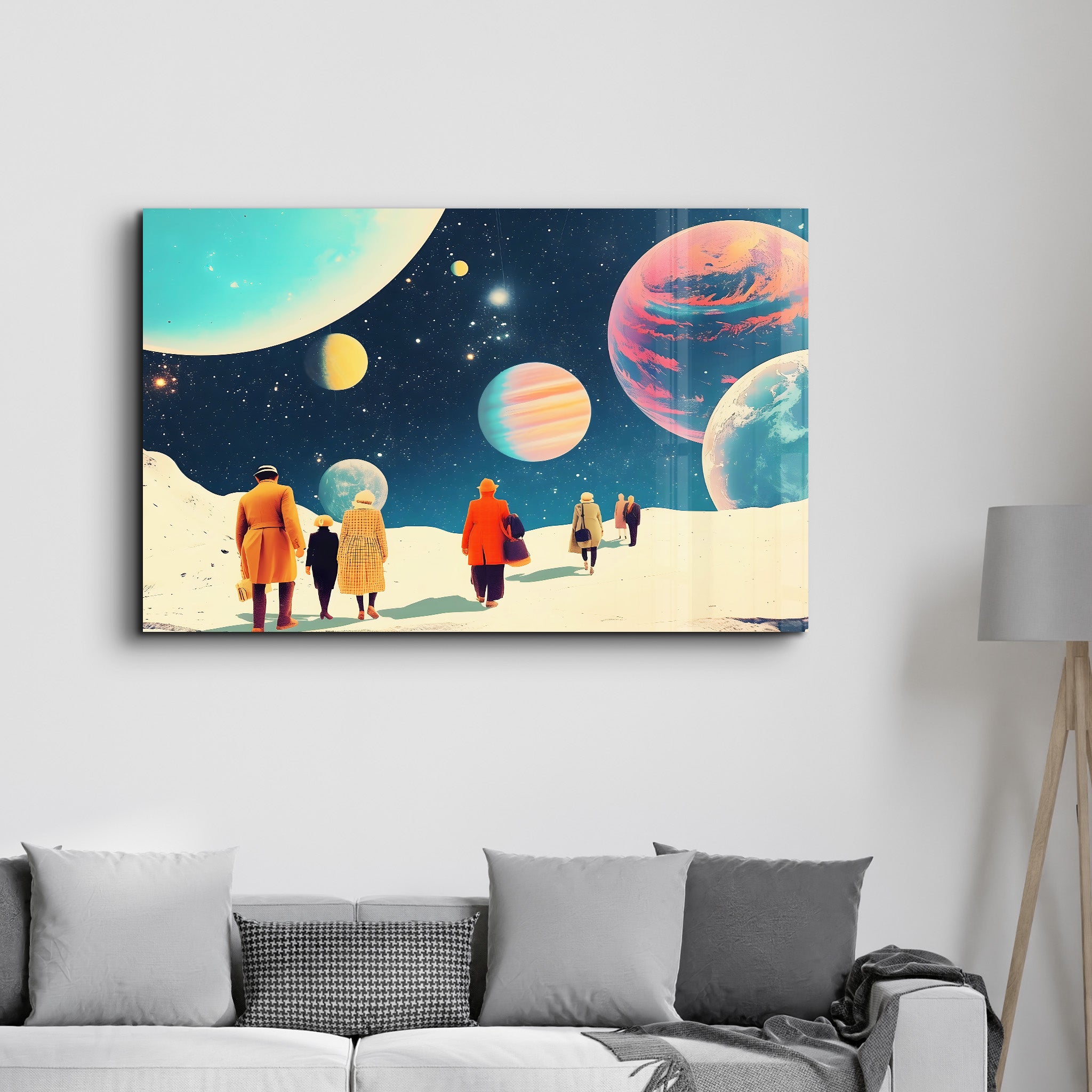 Walking in the Space in 70s - Glass Wall Art - Artdesigna