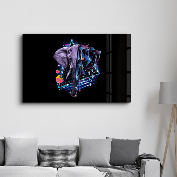 ・"Elephant Neo"・Glass Wall Art - ArtDesigna Glass Printing Wall Art