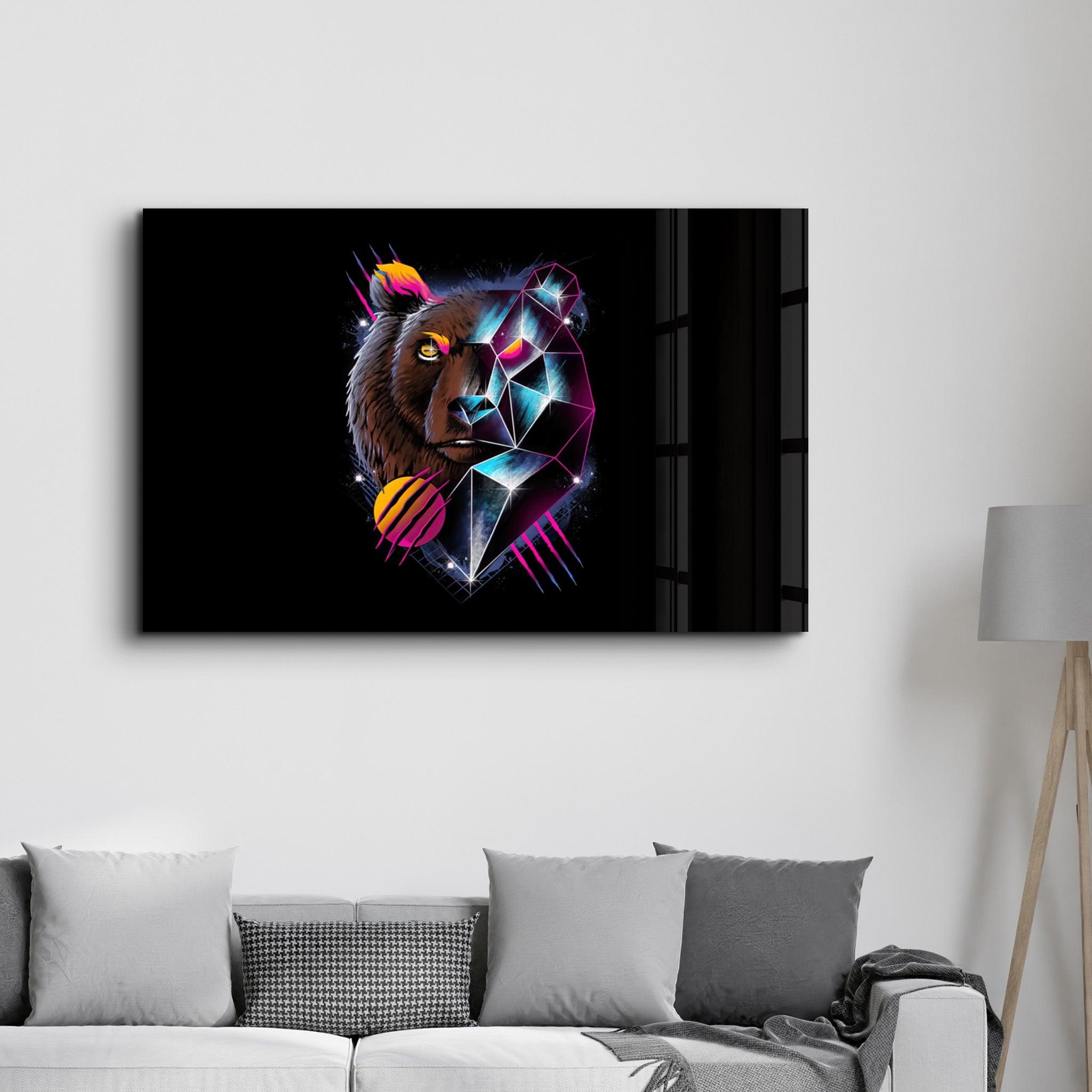Bear Neo | Glass Wall Art - ArtDesigna Glass Printing Wall Art