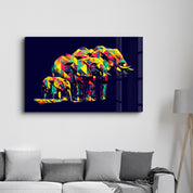 Colormix Elephant Family | Glass Wall Art - ArtDesigna Glass Printing Wall Art