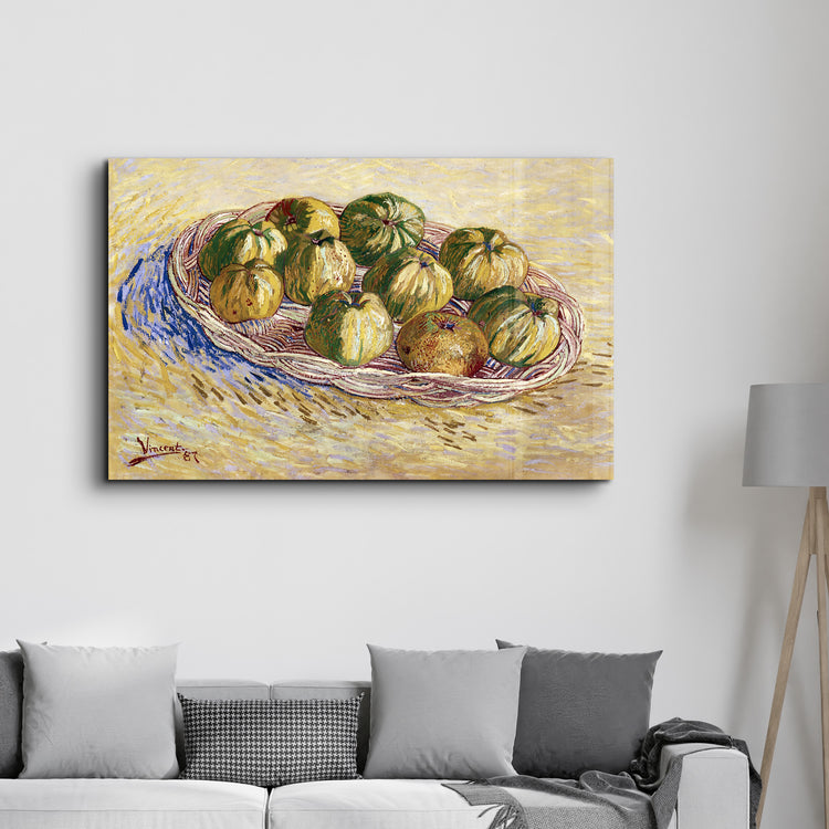 ・"Vincent van Gogh's Still Life, Basket of Apples (1887)"・Glass Wall Art - ArtDesigna Glass Printing Wall Art