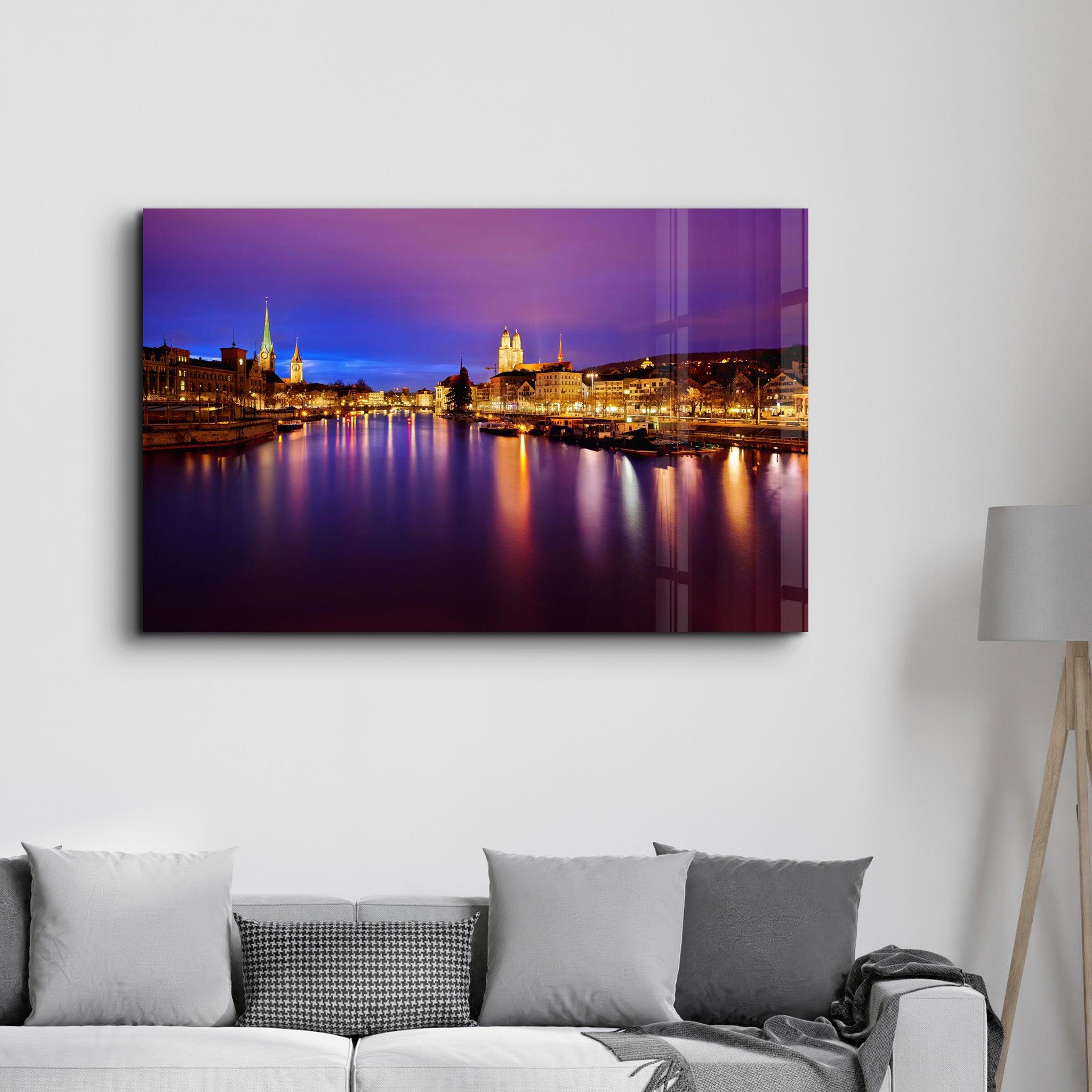 Zurich Night | Glass Wall Art - ArtDesigna Glass Printing Wall Art