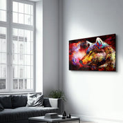 Abstract Colorful Wolf | Glass Wall Art - ArtDesigna Glass Printing Wall Art