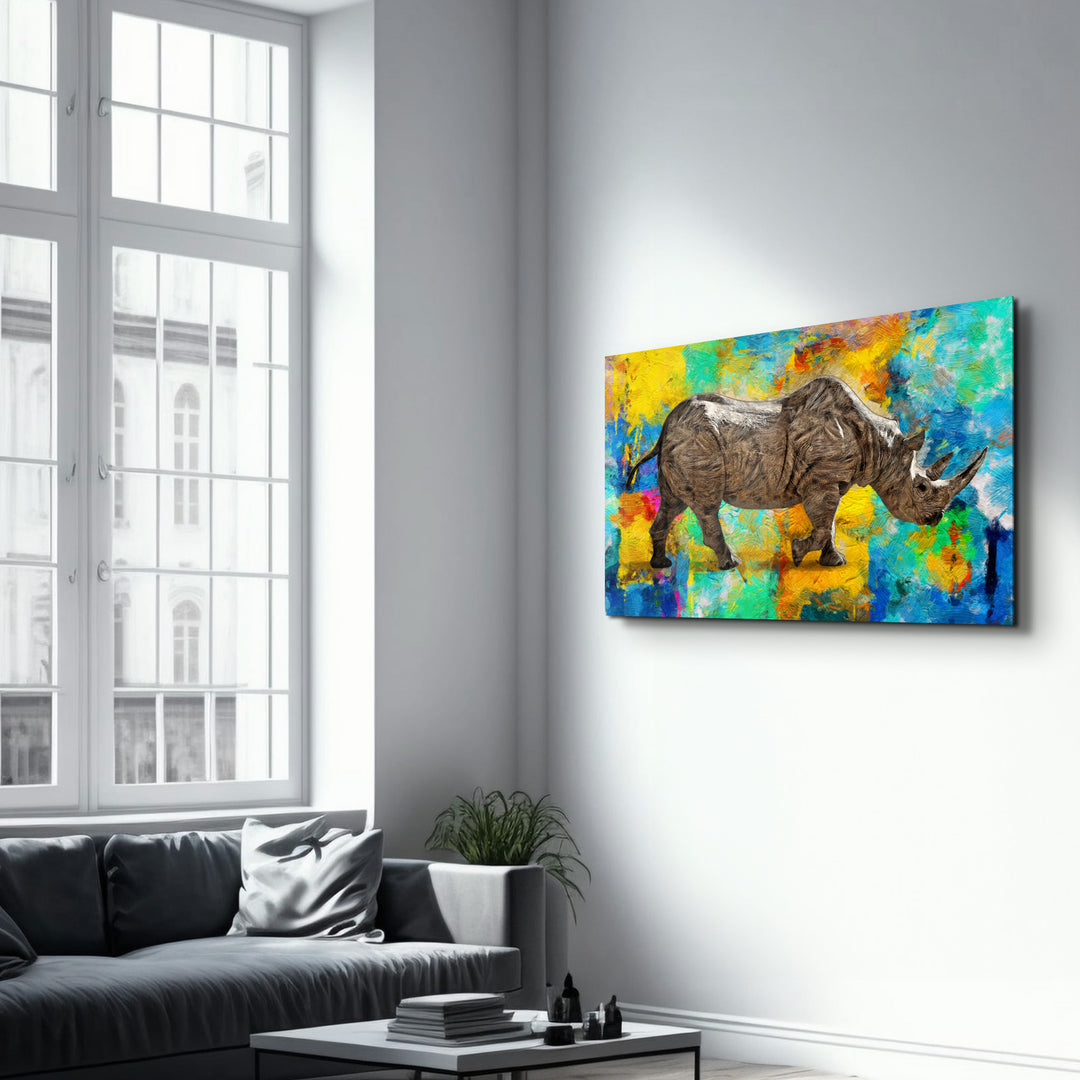 ・"Abstract Rhino V2"・Glass Wall Art - ArtDesigna Glass Printing Wall Art