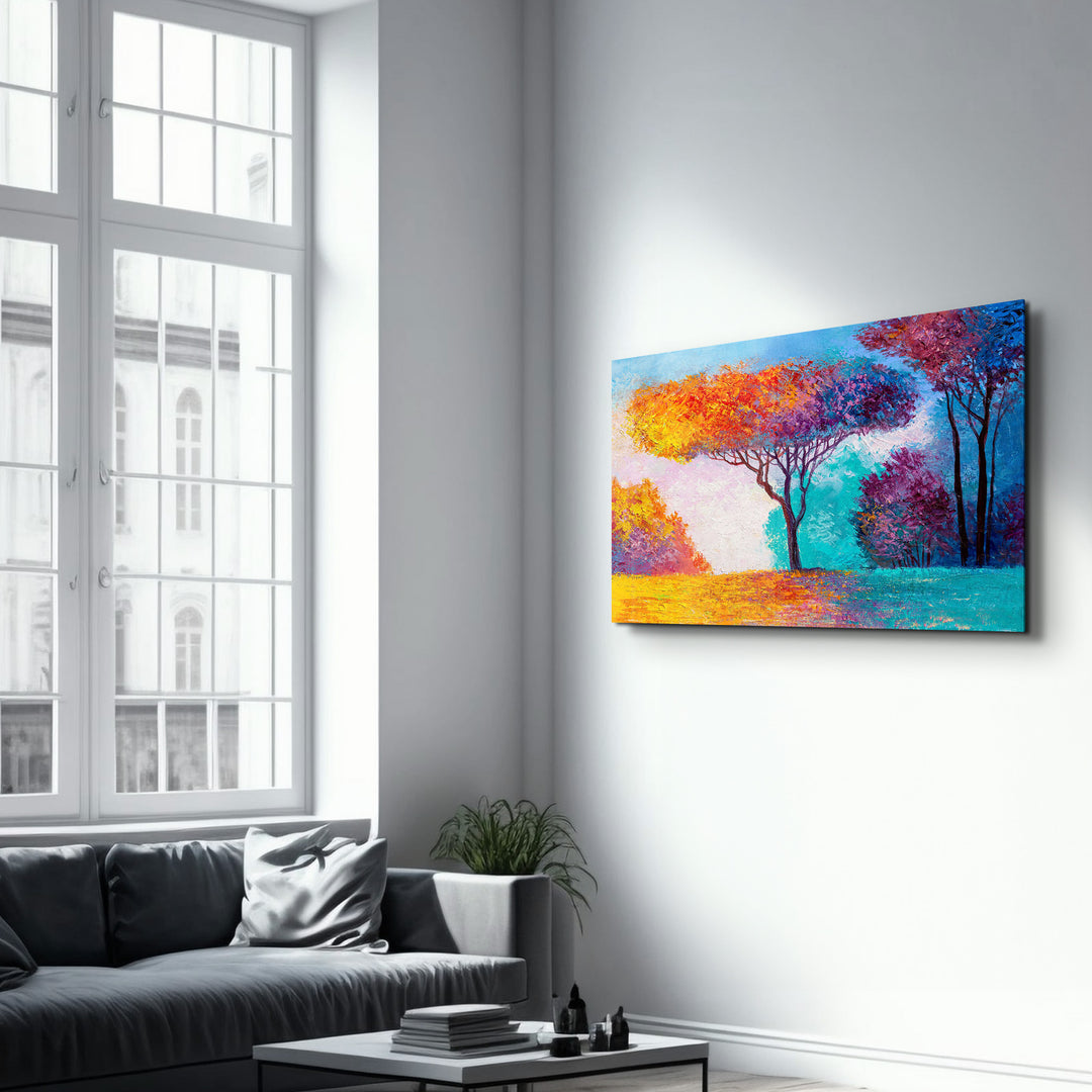 ・"Abstract Colorful Trees"・Glass Wall Art - ArtDesigna Glass Printing Wall Art
