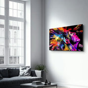 Abstract Colorful Woman Portrait V3 | Glass Wall Art - ArtDesigna Glass Printing Wall Art