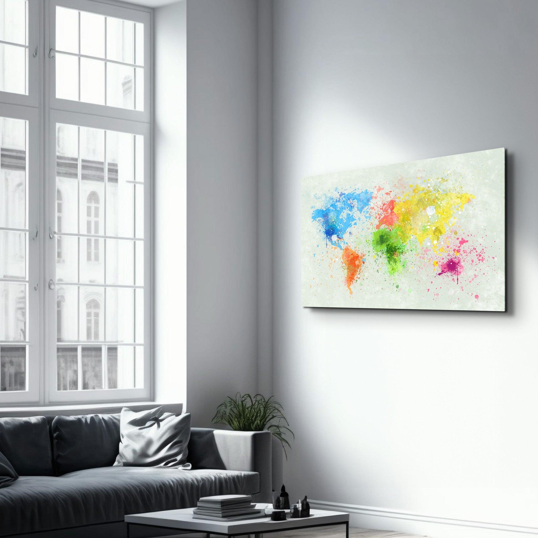 Rainbow World Map | Glass Wall Art - ArtDesigna Glass Printing Wall Art