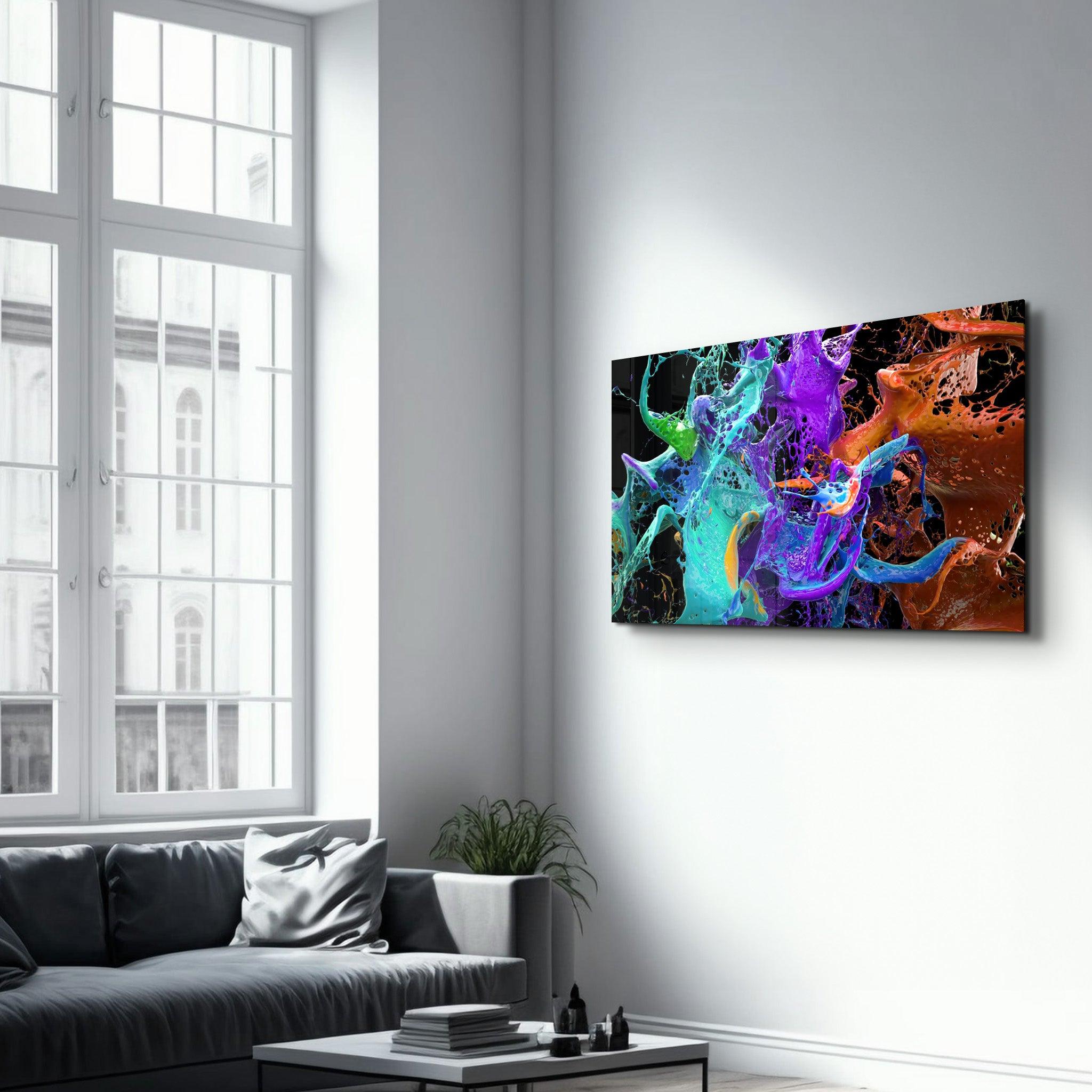 Dance Of Paints | Glass Wall Art - Artdesigna