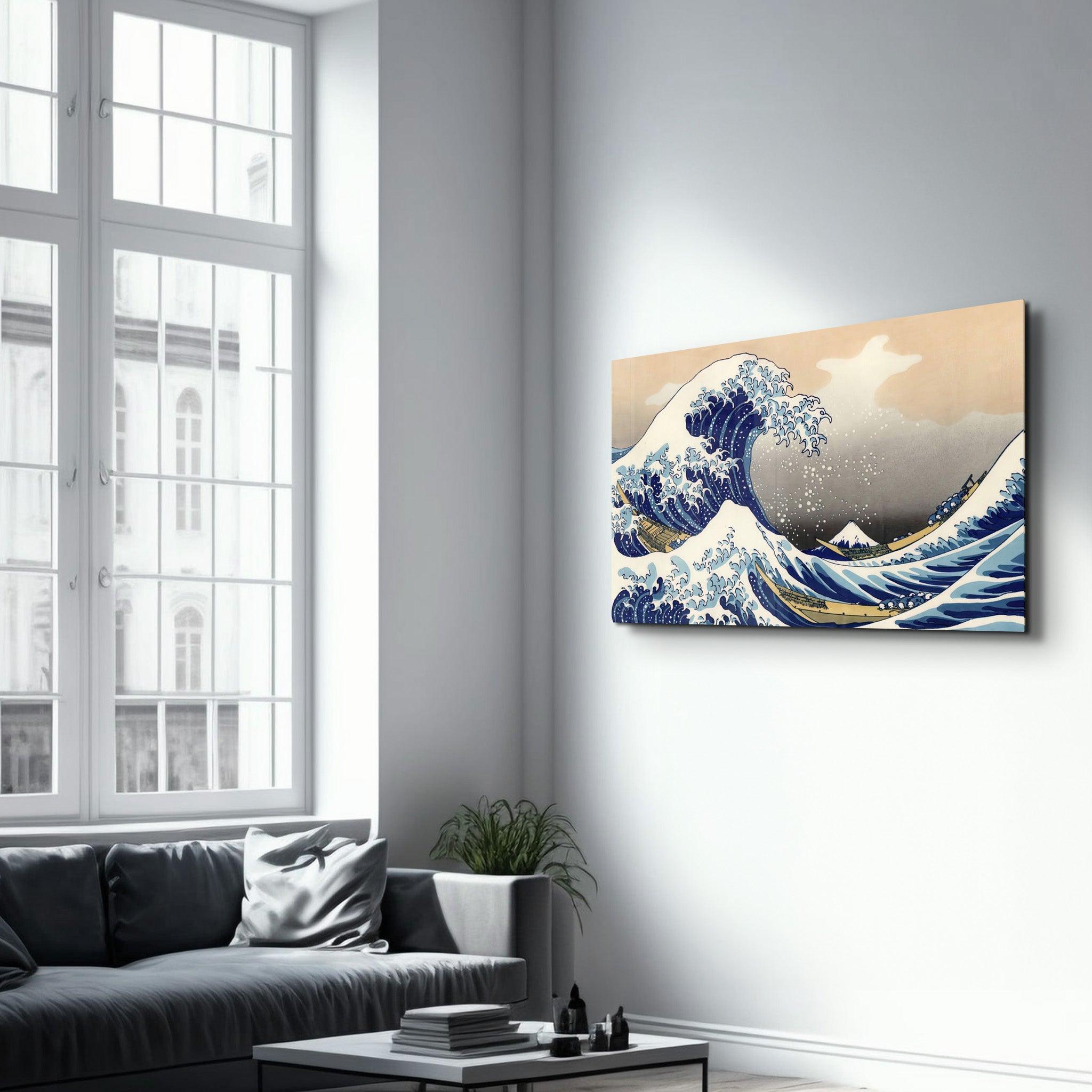 The Great Wave off Kanagawa (1829) by Hokusai | Glass Wall Art - ArtDesigna Glass Printing Wall Art