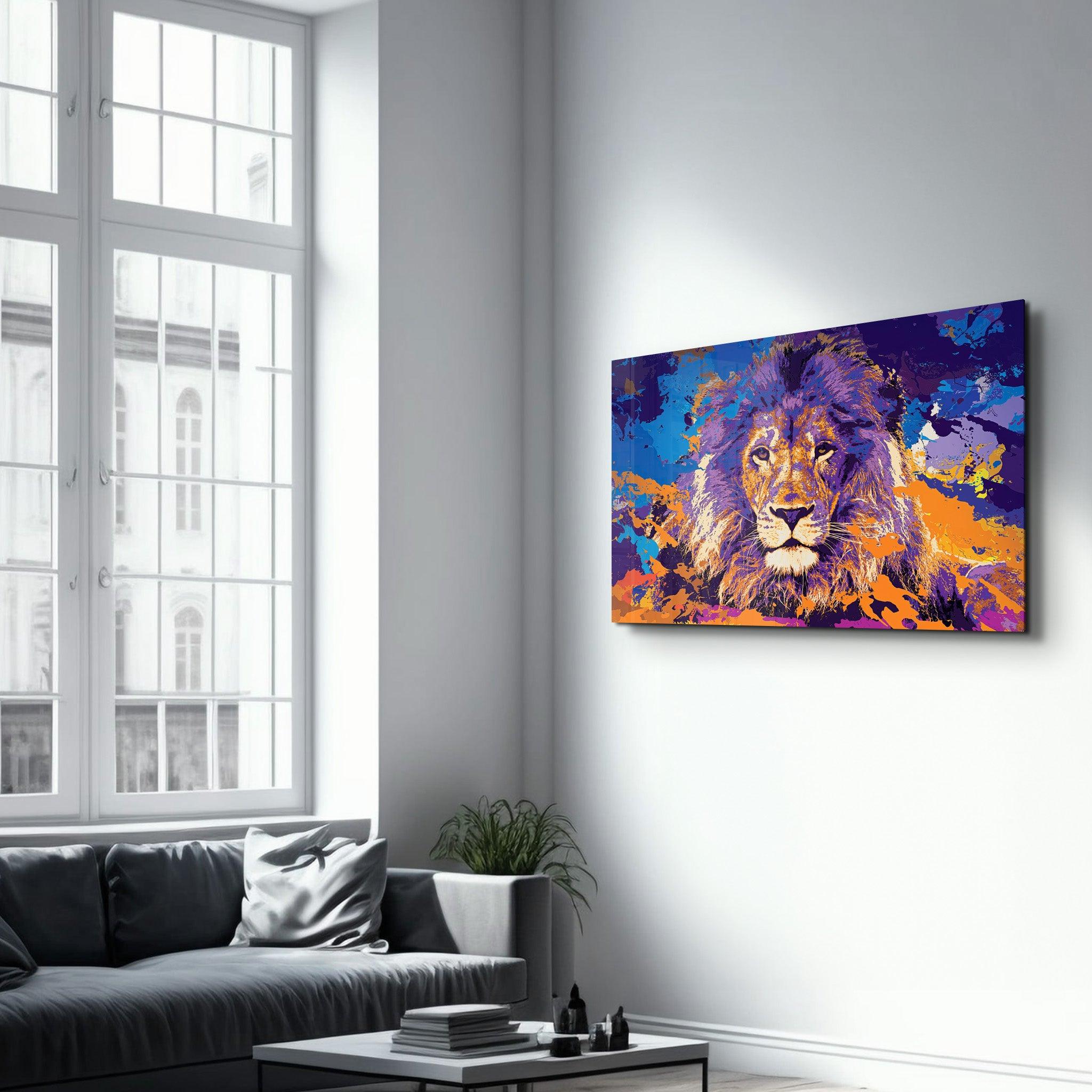 The Lion In Colors | Glass Wall Art - ArtDesigna Glass Printing Wall Art