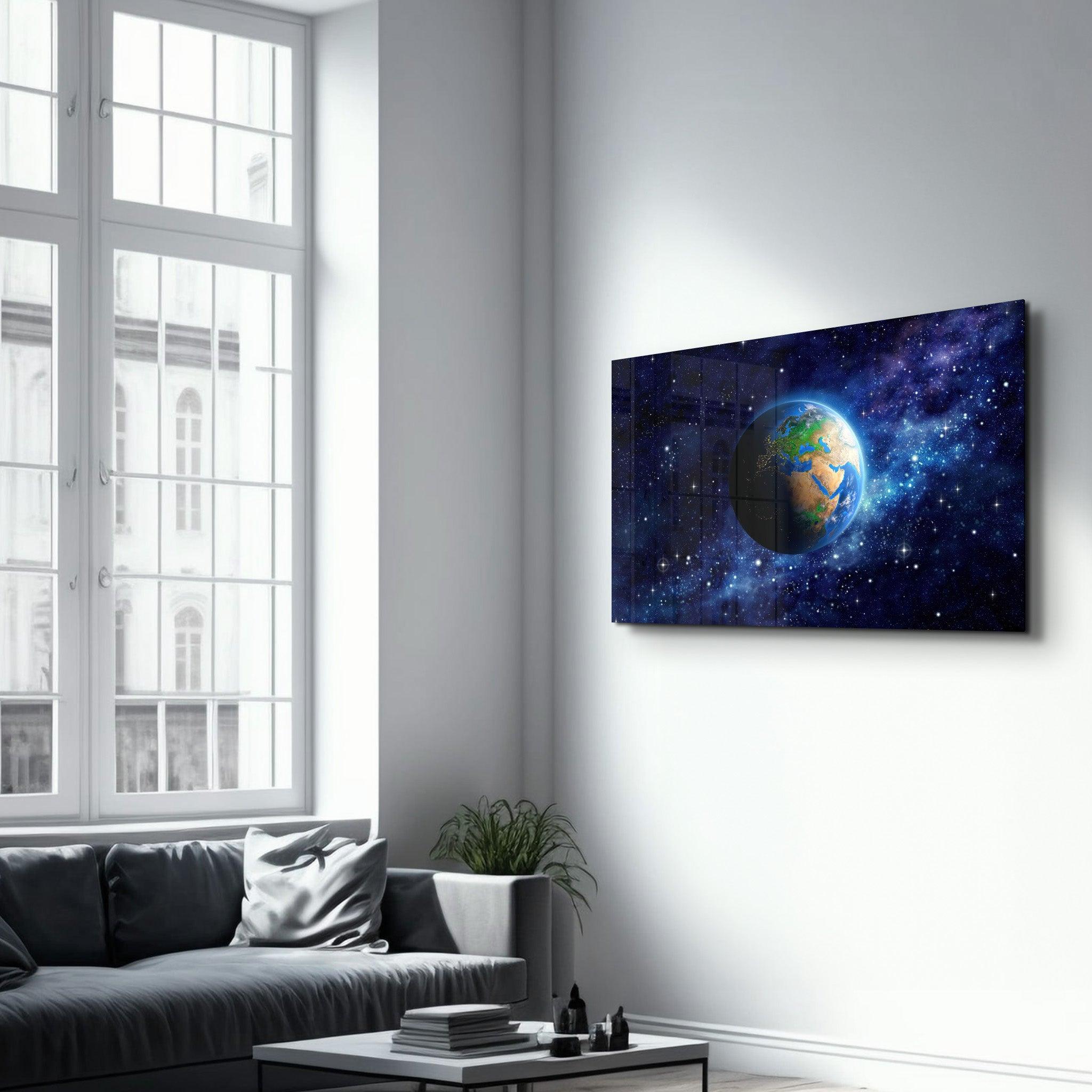 Earth In Space | Glass Wall Art - ArtDesigna Glass Printing Wall Art