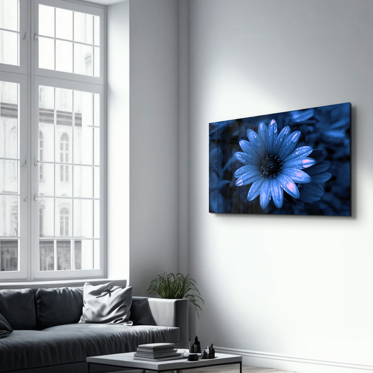 ・"Blue Daisy"・Glass Wall Art - ArtDesigna Glass Printing Wall Art