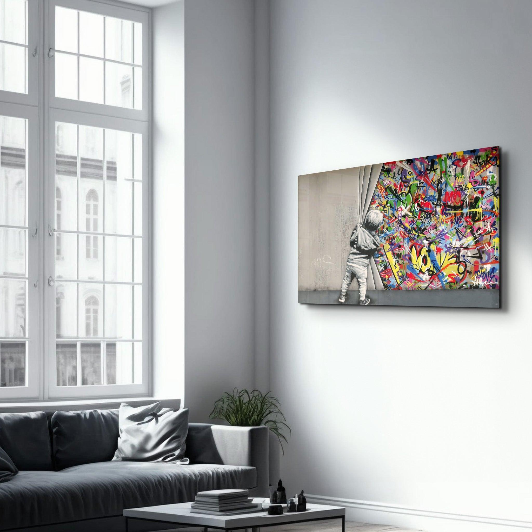 Poster « Derrière Le Rideau Graffiti Hearts Spray Paint Art », Par WE Are Banksy Poster « Derrière Le Rideau Graffiti Hearts Spray Paint Art », Par WE Are Banksy